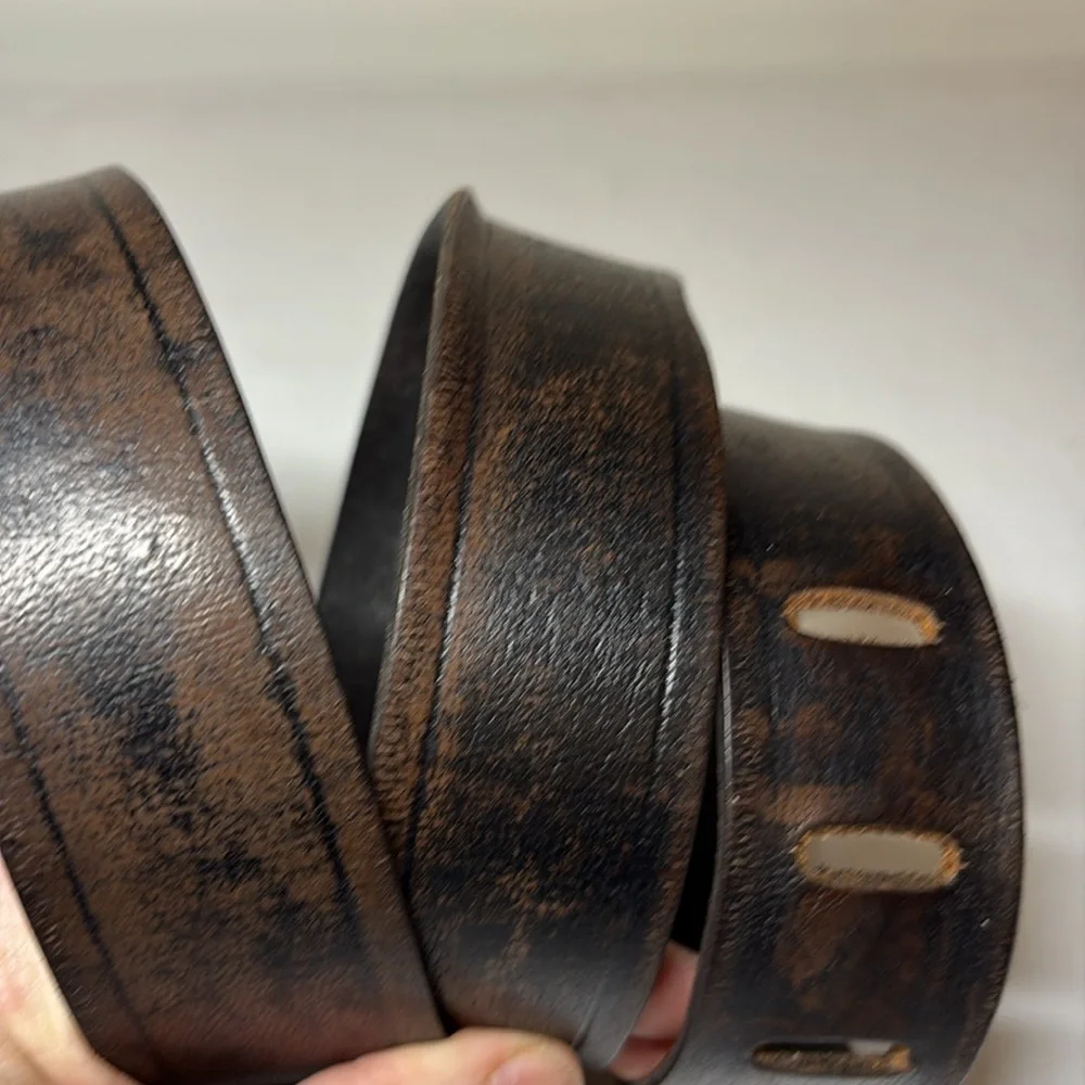 Unbranded Dark Brown Leather wide prong Belt 36-41” ish